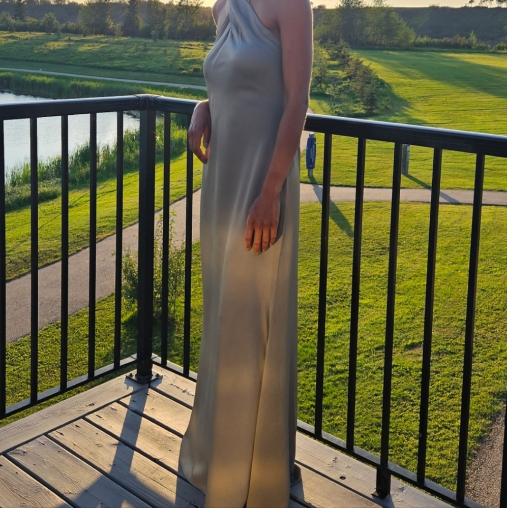 BHLDN Selma Halter-Neck Crepe Satin Maxi Dress Antholpologie